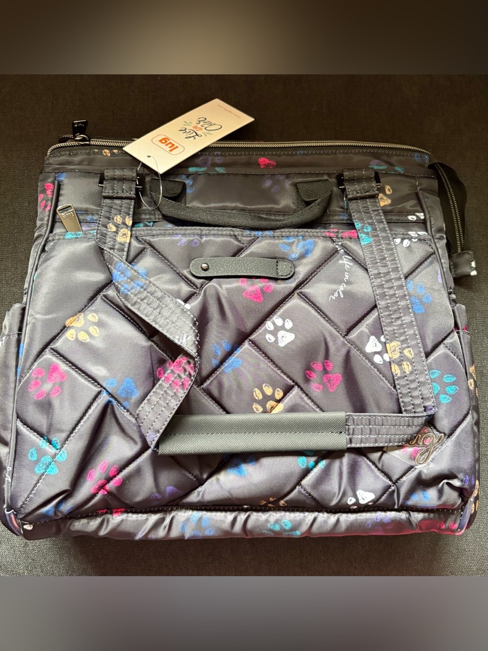 Lug Cabby SE Tote Bag Purse — Wildflower Multi Gray Yellow Pink Blue Red Green - Picture 2 of 16
